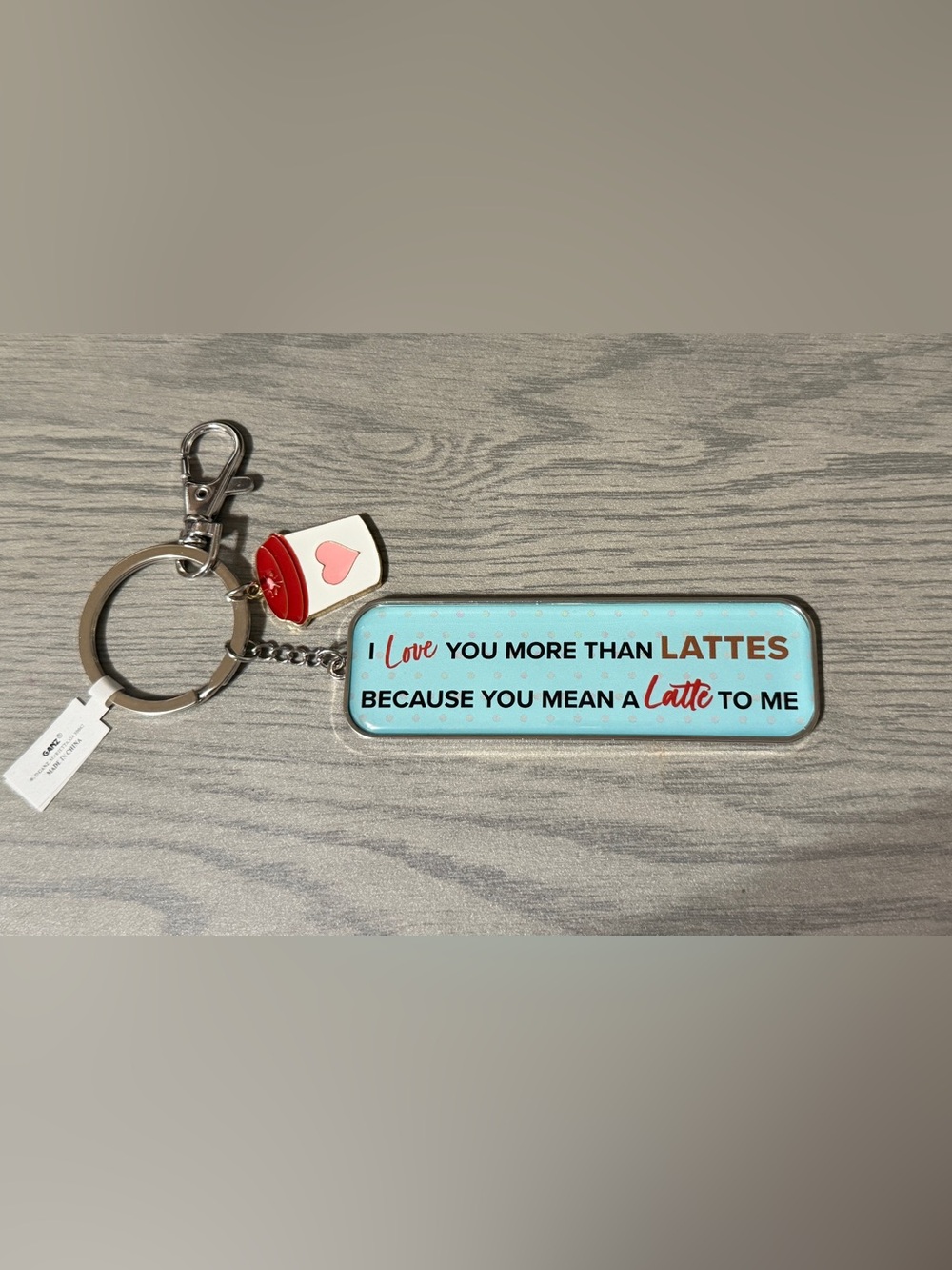 Ganz novelty keychain featuring a sweet coffee-themed design